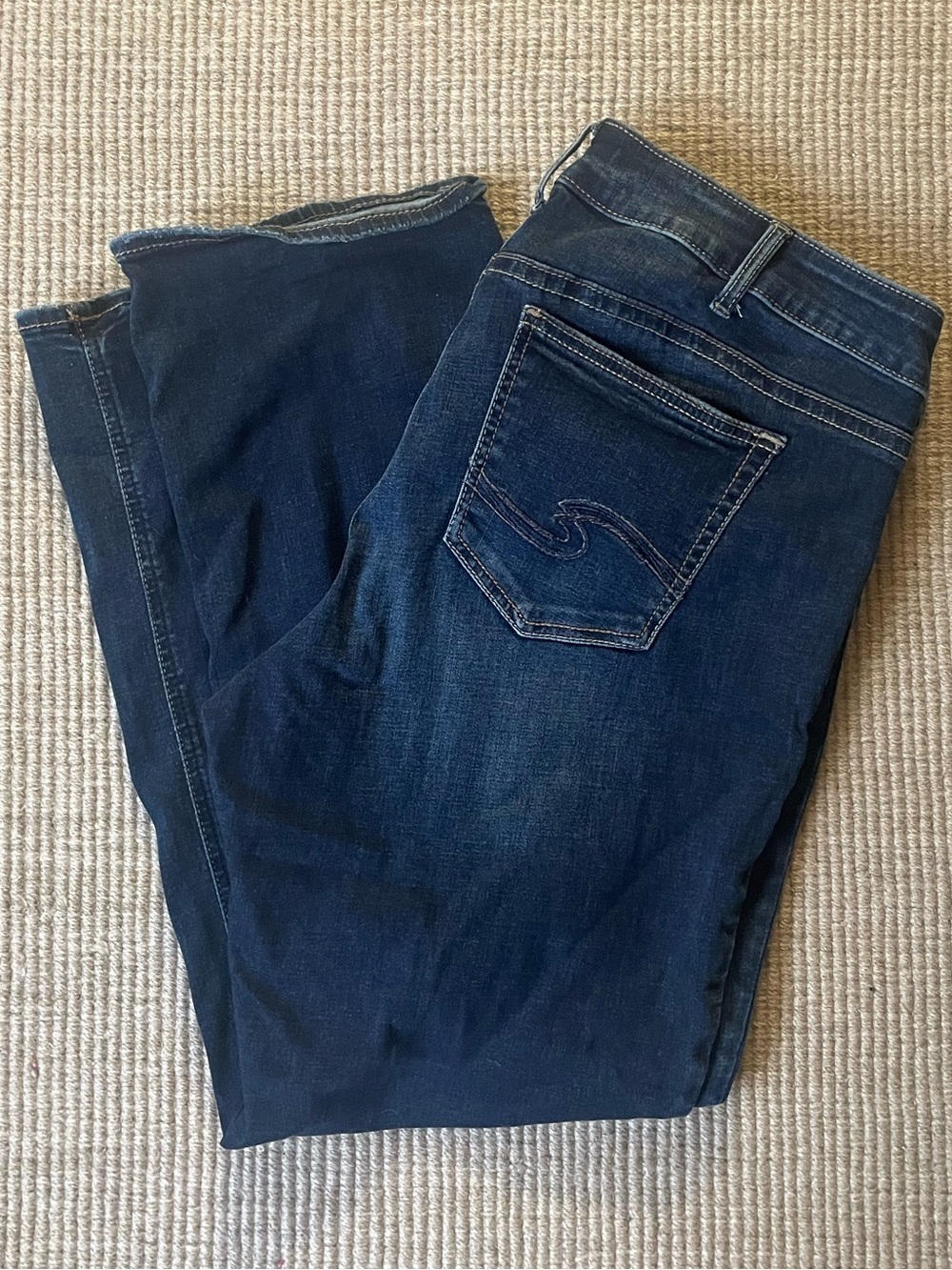 Silver Jeans Elyse Slim Bootcut Mid Rise Dark Blue Women's Stretch Denim Jeans